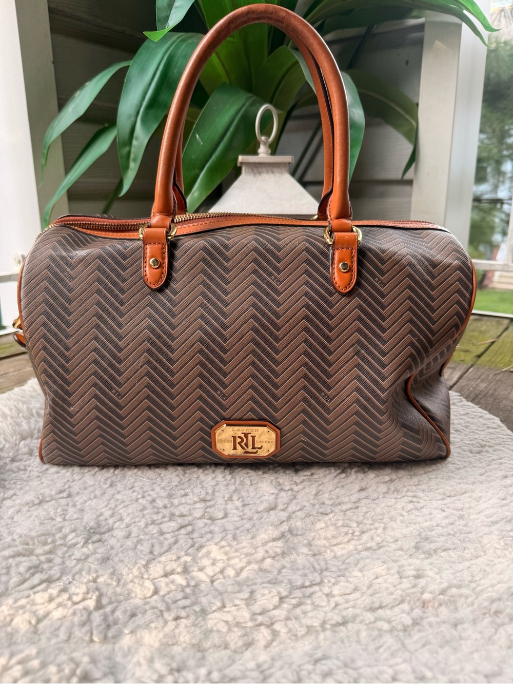 Vintage Lauren Ralph Lauren Chevron Satchel – Excellent Condition